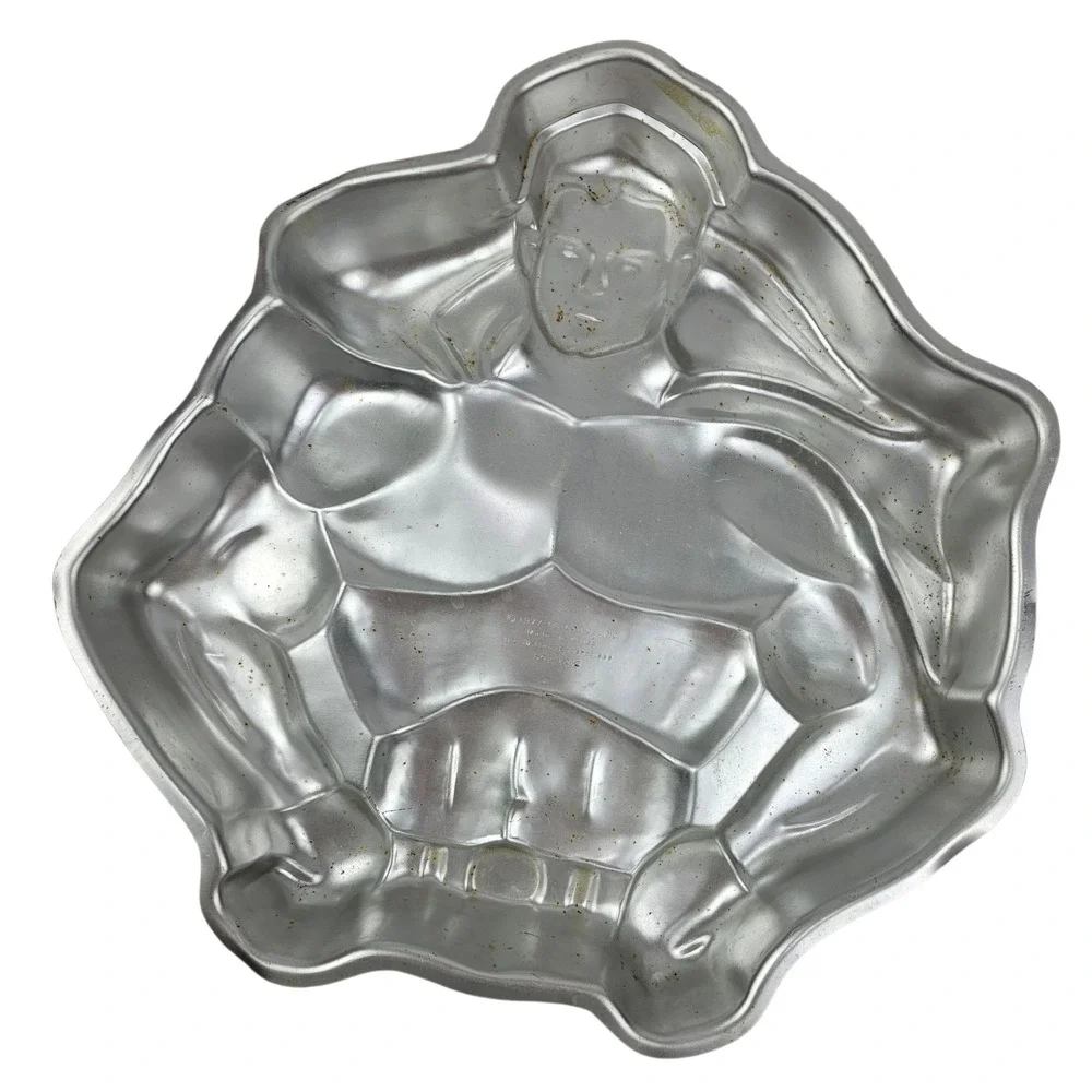 Superman & Rugrats Chuckie Tommy Angelica Cake Pan Vintage 1997 Alum. Baking Pan